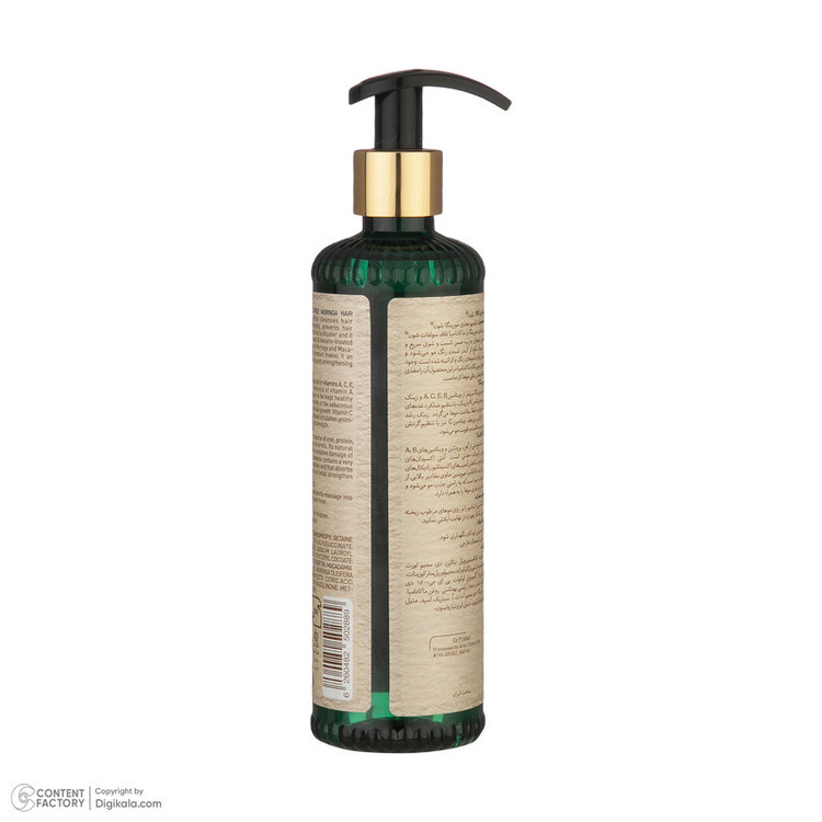 شامپو تقویت کننده مو شون مدل Moringa sulfate-free حجم 300 میلیلیتر، نرمکننده، تنظیمکننده چربی پوست سر، مغذی، مناسب موهای چرب، حاوی عصاره مورینگا و ماکادمیا