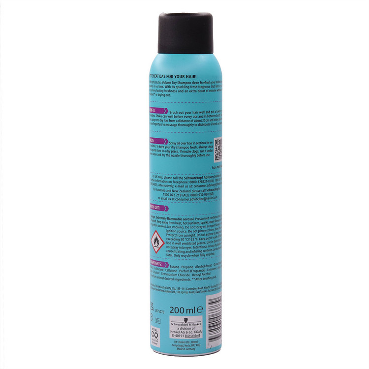 اسپری شامپو خشک گات تو بی مدل extra valum حجم 200 میلیلیتر، مناسب موهای چرب، حجم دهنده آنی، بدون لک سفید، احیا کننده، مغذی و اثر طولانی مدت، گیاهی وگان