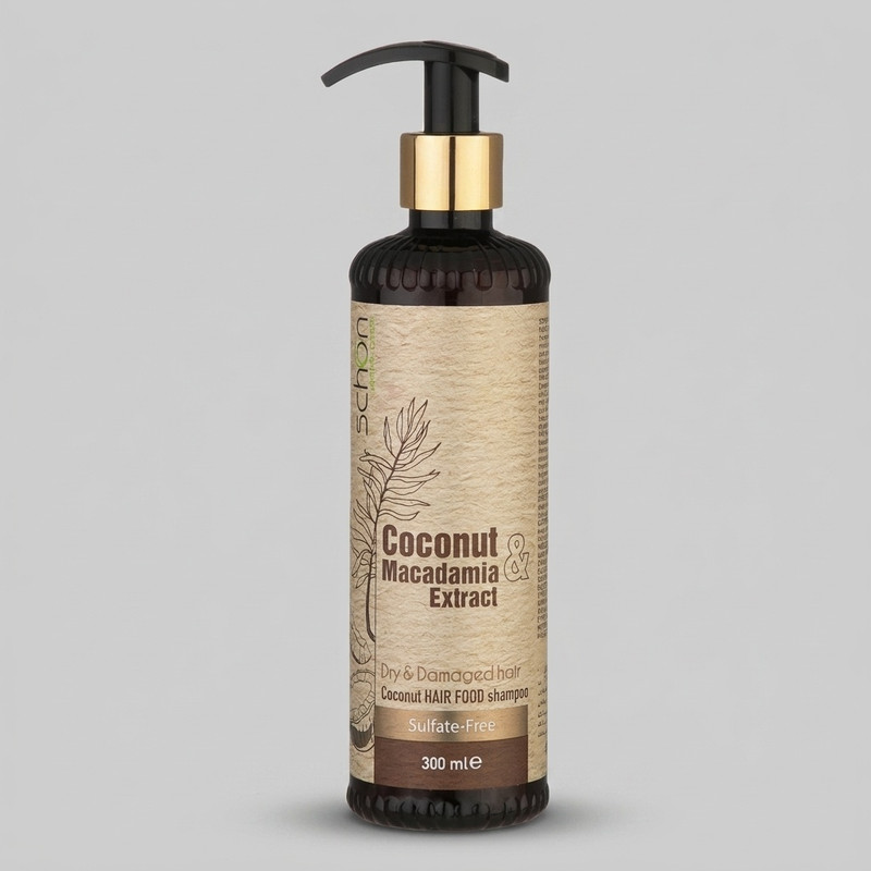 شامپو تقویت کننده مو شون مدل Coconut Makadamia sulfate-free حجم 300 میلی‌لیتر، مغذی و مرطوب‌کننده، مناسب موهای آسیب‌دیده، حاوی عصاره نارگیل و ماکادمیا