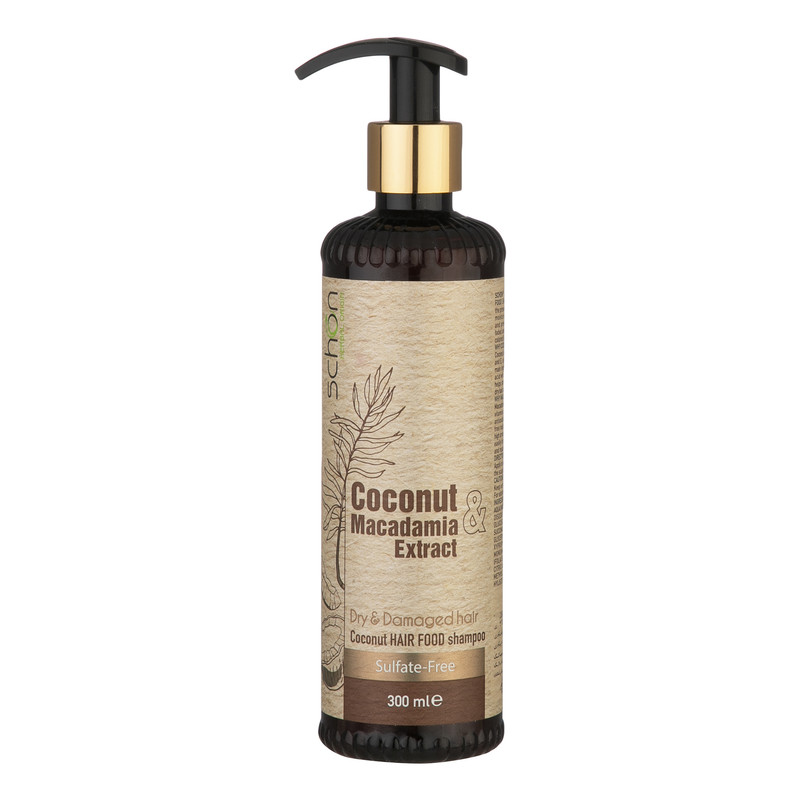 شامپو تقویت کننده مو شون مدل Coconut Makadamia sulfate-free حجم 300 میلیلیتر، مغذی و مرطوبکننده، مناسب موهای آسیبدیده، حاوی عصاره نارگیل و ماکادمیا