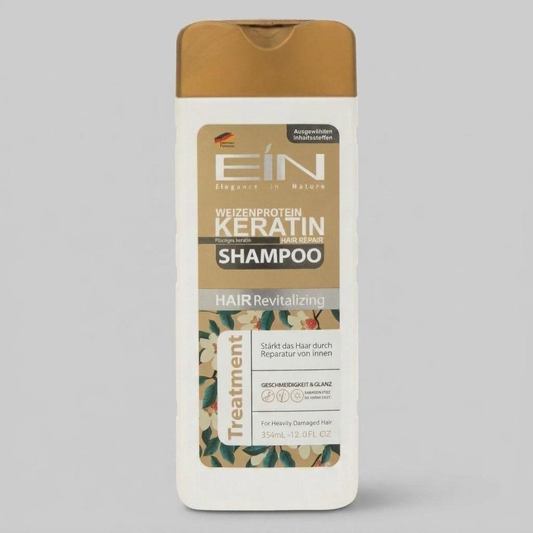 شامپو ترمیمکننده و کراتینه موهای آسیب دیده ای آی ان مدل jojoba حجم 354 میلیلیتر، حاوی کراتین و پروتئین هیدرولیز شده شیر و گندم، شوینده ملایم، فاقد پارابن، با سیستم ترمیم عمیق مو