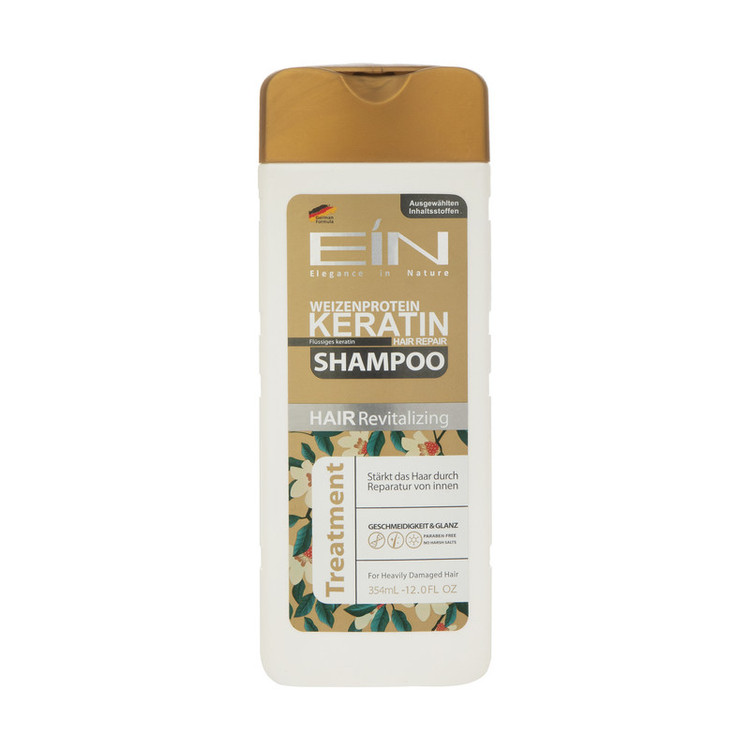 شامپو ترمیمکننده و کراتینه موهای آسیب دیده ای آی ان مدل jojoba حجم 354 میلیلیتر، حاوی کراتین و پروتئین هیدرولیز شده شیر و گندم، شوینده ملایم، فاقد پارابن، با سیستم ترمیم عمیق مو