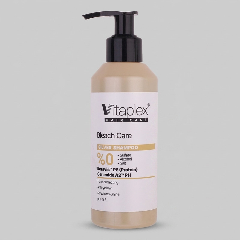 شامپو تثبیت کننده رنگ مو ویتاپلکس مدل Bleach Care 01 با حجم 200 میلی‌لیتر، مناسب موهای رنگ شده و آسیب دیده، ضد زردی، براق کننده، سازگار با پوست سر معمولی و چرب