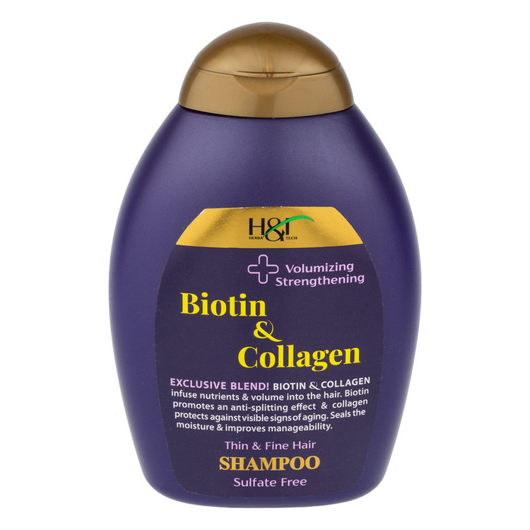 شامپو مو هرباتک مدل Biotin & Collagen مناسب برای موهای کم حجم و نازک حجم 385 میلی لیتر