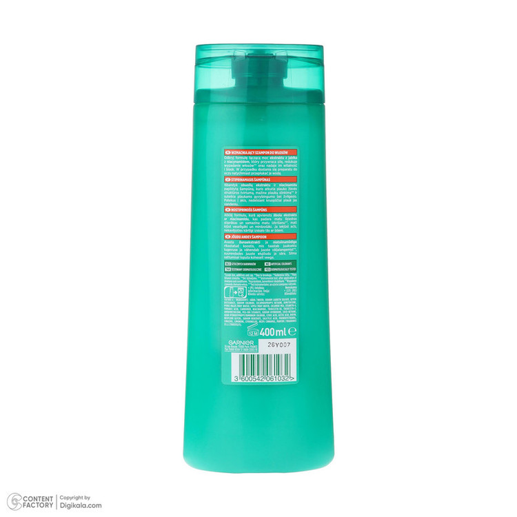 شامپو تقویت کننده و ضد ریزش مو گارنیه مدل FRUCTIS مناسب برای موهای شکننده حجم 400 میلی لیتر