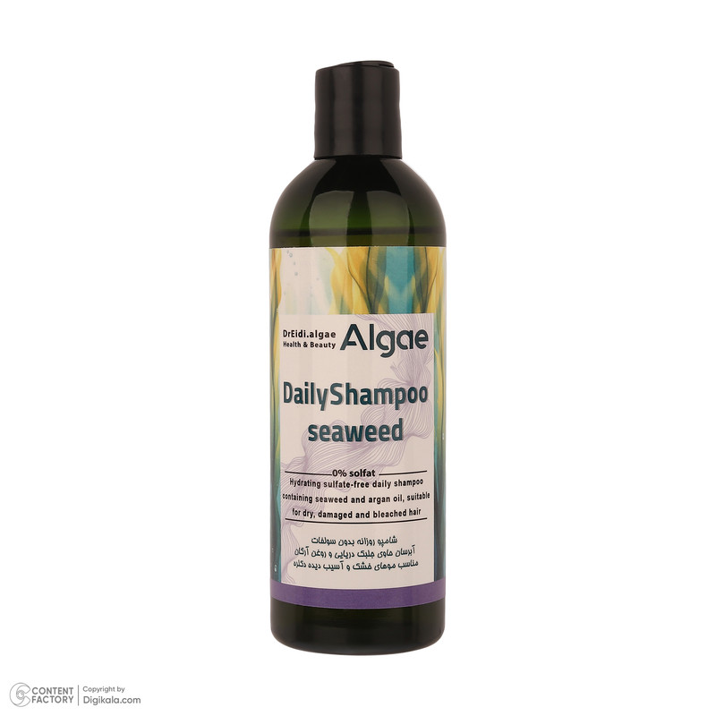 شامپو مو دکتر عیدی آلگا مدل Seaweed با عصاره جلبک دریایی، نرمکننده، مرطوبکننده، تقویتکننده و ترمیمکننده مناسب موهای خشک و آسیبدیده حجم 300 میلیلیتر