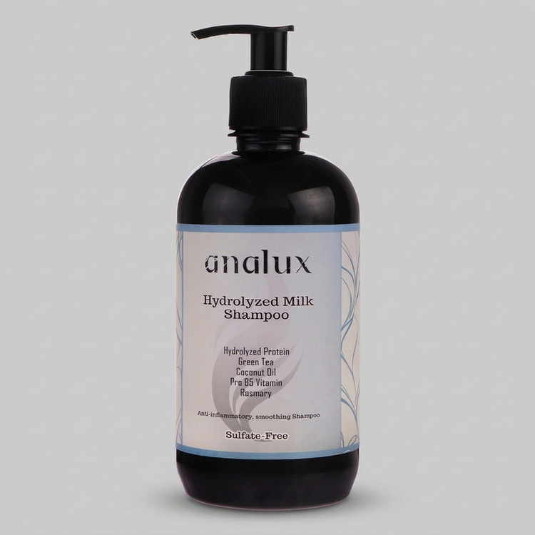شامپو مو آنالوکس مدل Hydrolyzed Milk حجم 500 میلیلیتر، تقویتکننده، مرطوبکننده، نرمکننده، مناسب انواع مو، حاوی پروتئین شیر هیدرولیز شده، عصاره چای سبز و رزماری، روغن نارگیل