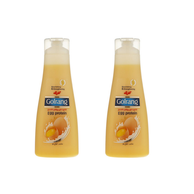 شامپو مو پروتئین تخم مرغ گلرنگ مدل Egg protein حجم 900 میلیلیتر مناسب انواع مو، حاوی ویتامین B5 دو بستهای
