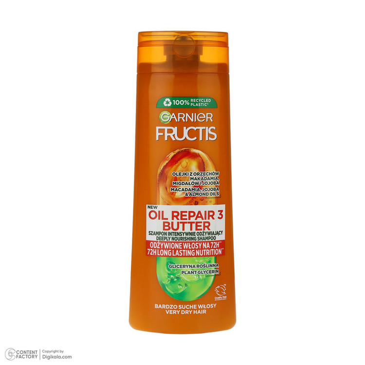 شامپو تقویت کننده مو گارنیه مدل FRUCTIS مناسب برای موهای خشک حجم 400 میلی لیتر