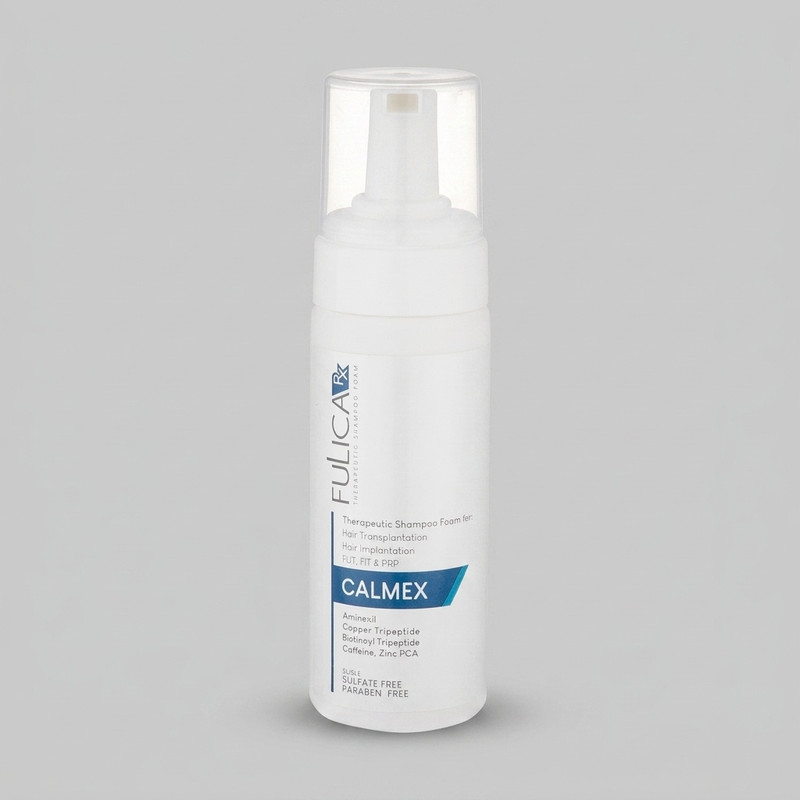 شامپو پس از کاشت مو فولیکا مدل CALMEX حجم 150 میلی‌لیتر، مغذی، ضد خارش، ضد التهاب، تقویت‌کننده مناسب بزرگسالان