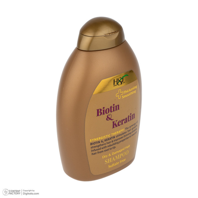 شامپو مو هرباتک مدل Biotin & Keratin مناسب برای موهای خشک و آسیب دیده حجم 385 میلی لیتر