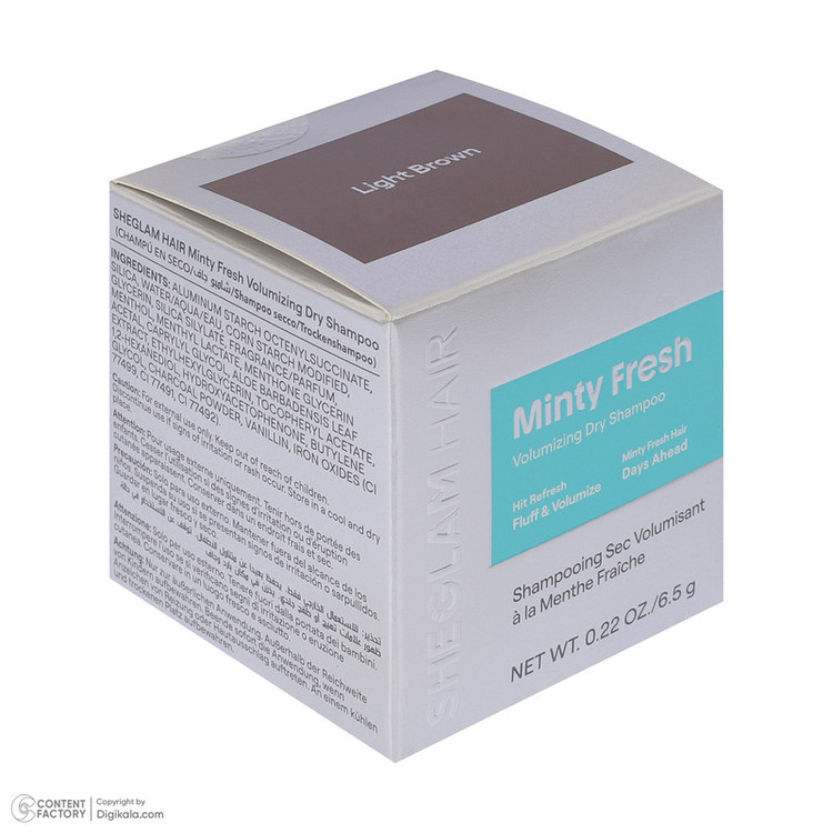 شامپو خشک حجم دهنده مو شیگلم مدل Minty fresh مناسب برای انواع مو وزن 6.5 گرم