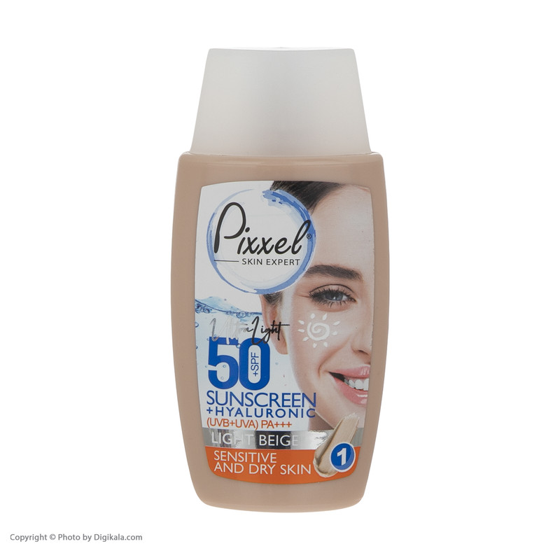 کرم ضدآفتاب رنگی پیکسل +SPF50 مدل LIGHT BEIGE، مناسب پوستهای حساس و خشک، حجم 50 میلیلیتر