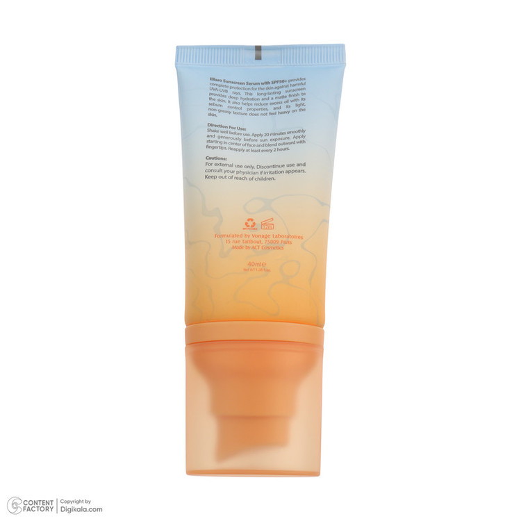 سرم ضد آفتاب بیرنگ صورت الارو SPF 50 مدل Hyaluronic acid محافظ در برابر اشعه UVA و UVB مناسب برای انواع پوست حجم 40 میلیلیتر