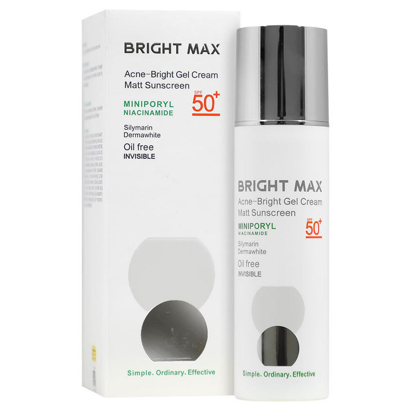 ژل کرم ضدآفتاب بی‌رنگ صورت برایت مکس SPF50 مدل Acne Bright مناسب برای پوست چرب و مختلط حجم 50 میلی‌لیتر