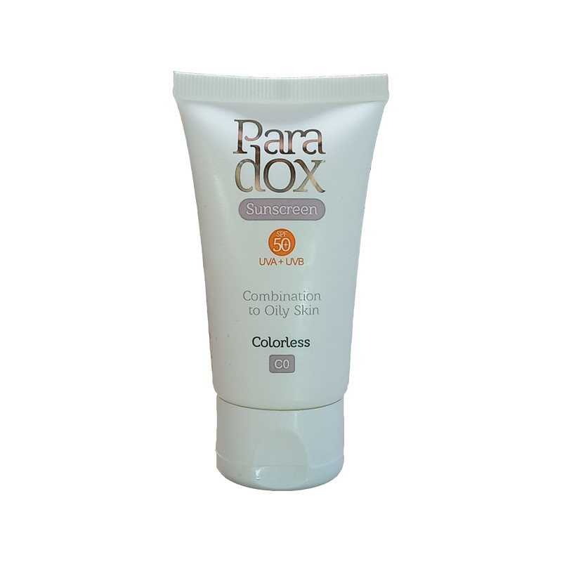 کرم ضد آفتاب بدون رنگ پارادوکس SPF 50 مدل 01 مناسب پوستهای مختلط و چرب حجم 40 میلیلیتر