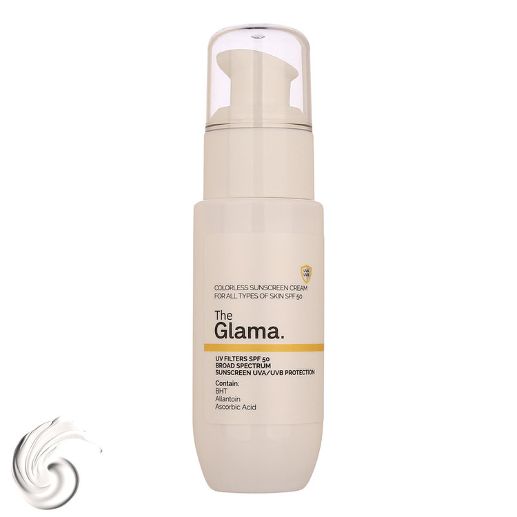 کرم ضد آفتاب بیرنگ دست و صورت گلاما SPF 50 مدل Broad Spectrum محافظ UVA ، UVB مناسب برای انواع پوست حجم 50 میلی لیتر
