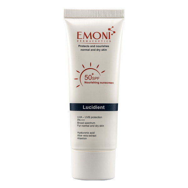 کرم ضد آفتاب بدون رنگ امونی درماسیوتیکس SPF 50 مدل لوسیدنت مناسب پوست نرمال تا خشک حجم 50 میلیلیتر