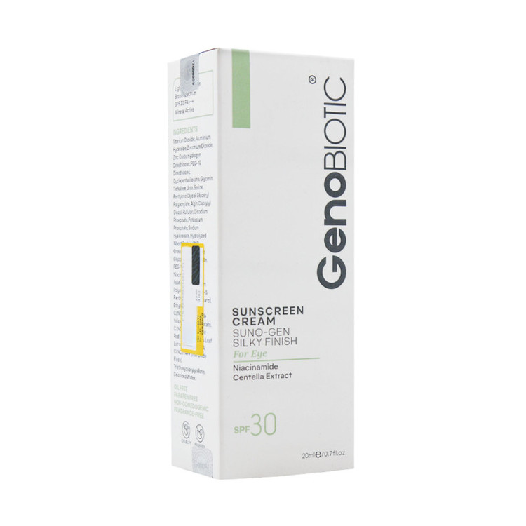 کرم ضد آفتاب رنگی دور چشم ژنوبایوتیک SPF 30 مدل SUNO-GEN محافظ در برابر اشعه UVA و UVB مناسب برای انواع پوست حجم 20 میلیلیتر