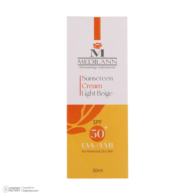 کرم ضدآفتاب رنگی مدیلن SPF50، مناسب پوستهای خشک، حجم 50 میلیلیتر