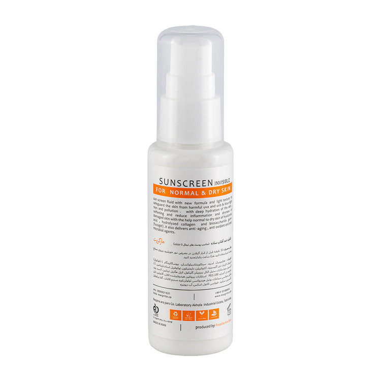 فلوئید ضد آفتاب بدون رنگ مارگریت SPF 50 مدل fusion Water محافظ UVA و UVB، ضد لک و روشن کننده، مناسب برای پوست های خشک و نرمال حجم 50 میلی لیتر