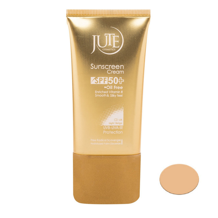کرم ضد آفتاب رنگی ژوت، SPF 50، مناسب انواع پوست با تنالیته روشن و حجم 40 میلیلیتر، ضد آب، محافظتکننده در برابر اشعههای UVA و UVB، دارای فرمولاسیون فاقد چربی و ویتامین E، با ماندگاری 2 ساعته