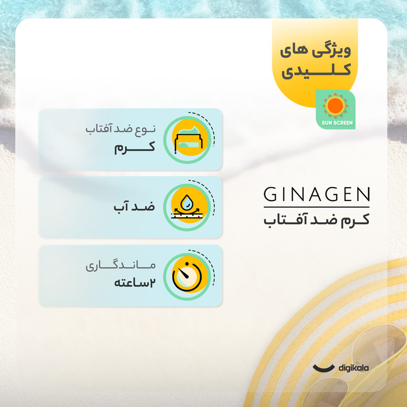 کرم ضدآفتاب رنگی ژیناژن مدل SPF50-03، مناسب پوستهای معمولی و خشک، حجم 50 میلیلیتر