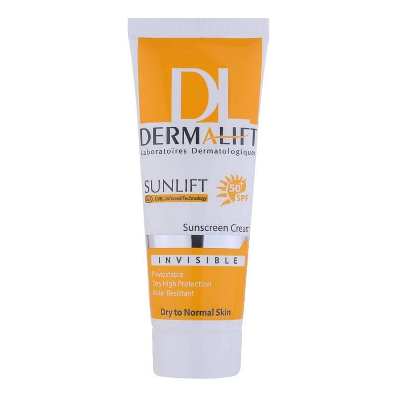 کرم ضد آفتاب بیرنگ صورت درمالیفت SPF 50 مدل SUNLIFT محافظ UVA ،UVB، ضد آب، مناسب پوست خشک حجم 40 میلیلیتر