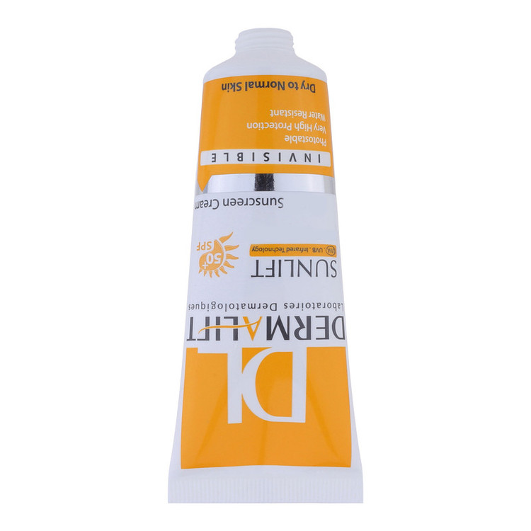 کرم ضد آفتاب بیرنگ صورت درمالیفت SPF 50 مدل SUNLIFT محافظ UVA ،UVB، ضد آب، مناسب پوست خشک حجم 40 میلیلیتر