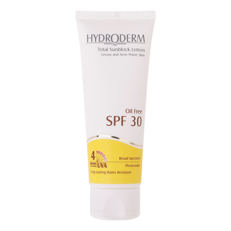 لوسیون ضدآفتاب هیدرودرم سری فاقد چربی SPF30، حجم 75 میلیلیتر