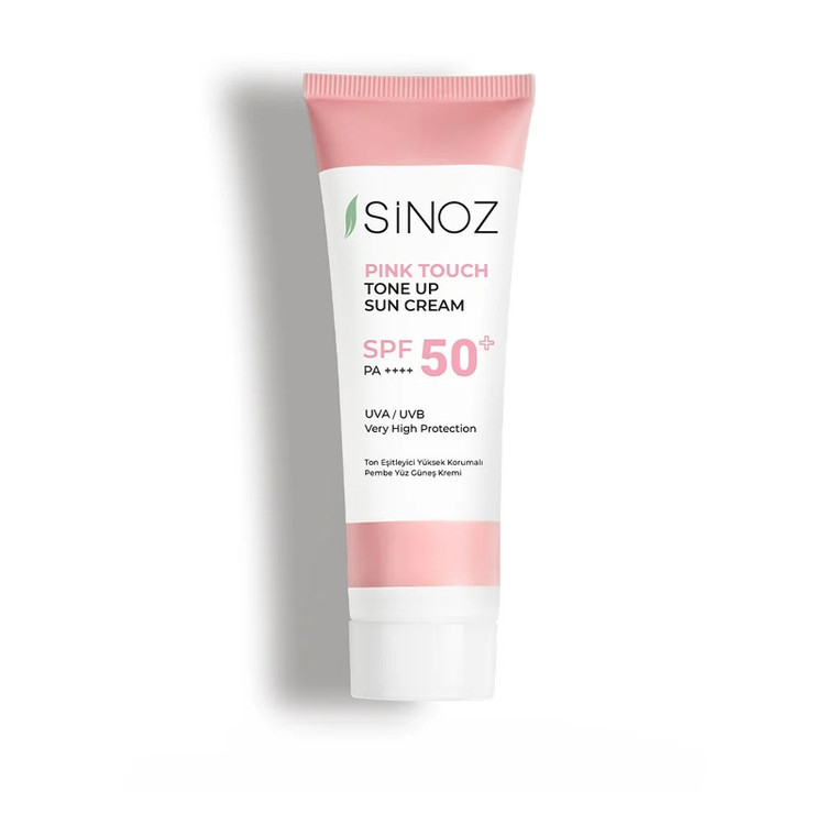 کرم ضد آفتاب رنگی صورت سینوز SPF 50 مدل Pink Touch Tone Up محافظ UVA و UVB مناسب برای انواع پوست حجم 50 میلیلیتر