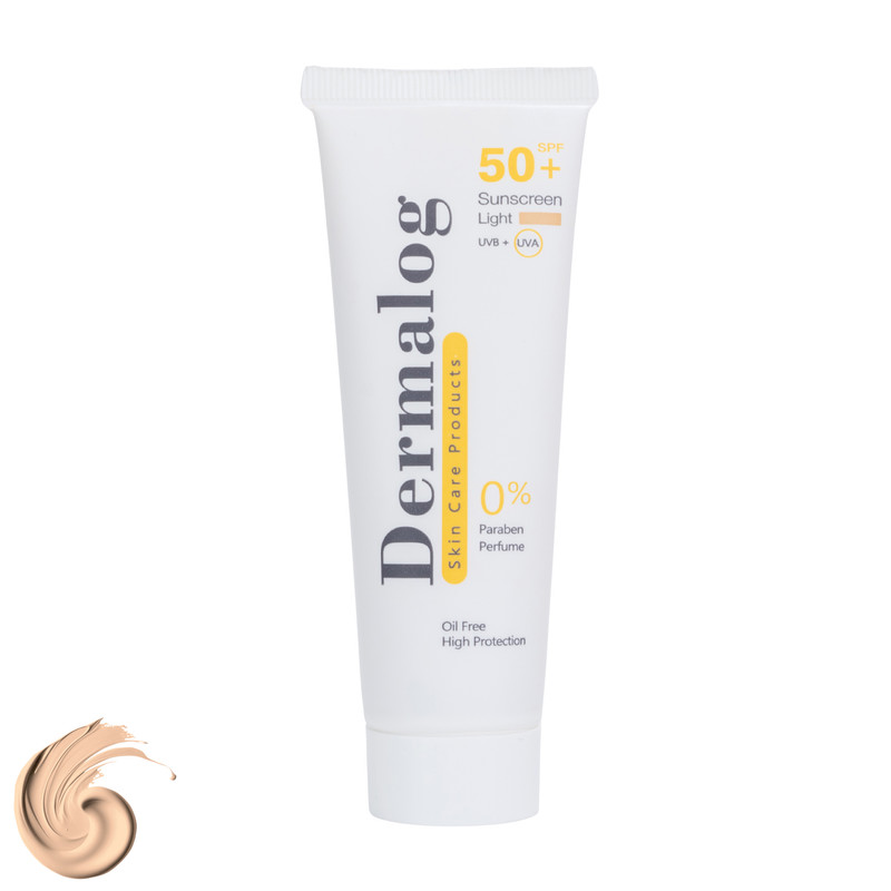 کرم ضد آفتاب رنگی صورت درمالوگ SPF 50 مدل 02 ‌محافظ در برابر اشعه UVA مناسب برای پوست مختلط و چرب حجم 50 میلی‌لیتر
