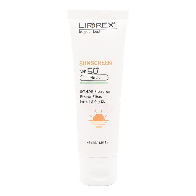 کرم ضد آفتاب بدون رنگ لیپورکس SPF 50 مدل I-O Physical مناسب پوستهای چرب حجم 40 میلیلیتر