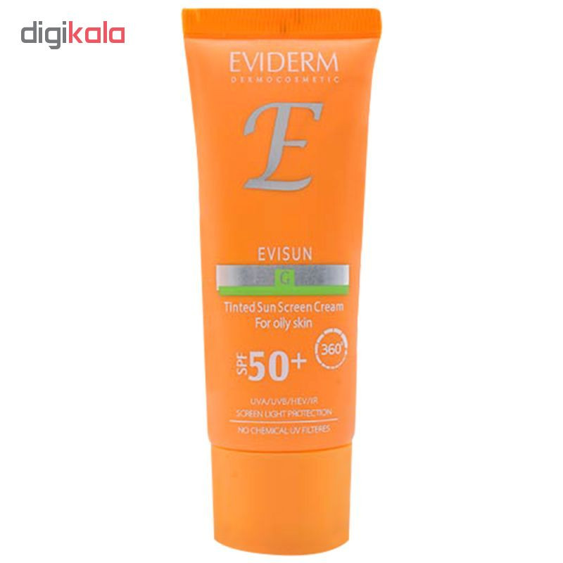 کرم ضد آفتاب رنگی اویدرم SPF50 مدل Evisun مناسب پوست های چرب حجم 40 میلی لیتر