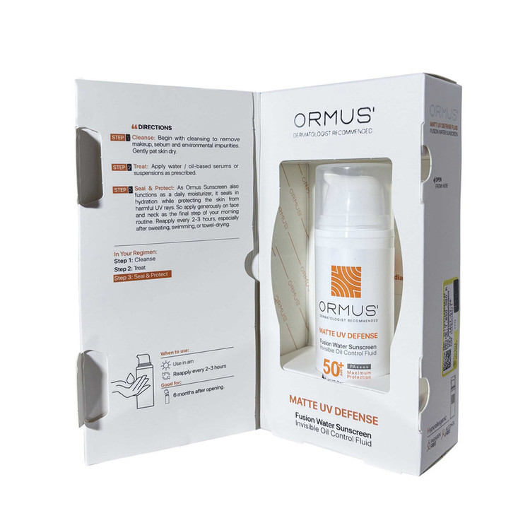 فلوئید ضد آفتاب مات دست، صورت، گردن اورموس +SPF 50 مدل Matte UV Defense محافظ UVA ،UVB و PA++++ مناسب برای پوست آکنهدار ، چرب حجم 50 میلیلیتر