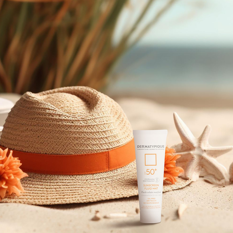فلوئید ضدآفتاب بیرنگ درماتیپیک +SPF50 مدل SFM، مناسب پوستهای چرب، حجم 50 میلیلیتر