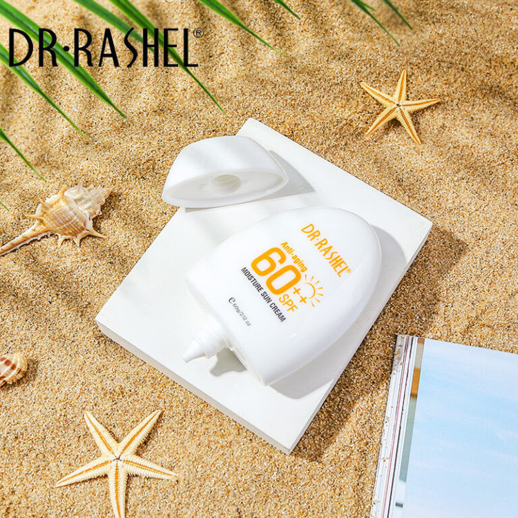 کرم ضد آفتاب بدون رنگ دکتر راشل SPF60 مدل 001 محافظ UVA ،UVB، ضد آب، مناسب انواع پوست حجم 60 میلیلیتر