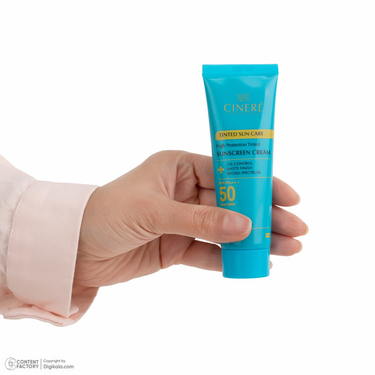 کرم ضد آفتاب رنگی صورت سینره SPF 50 مدل TINTED محافظ در برابر اشعه UVA و UVB مناسب برای پوست نرمال و خشک حجم 50 میلیلیتر