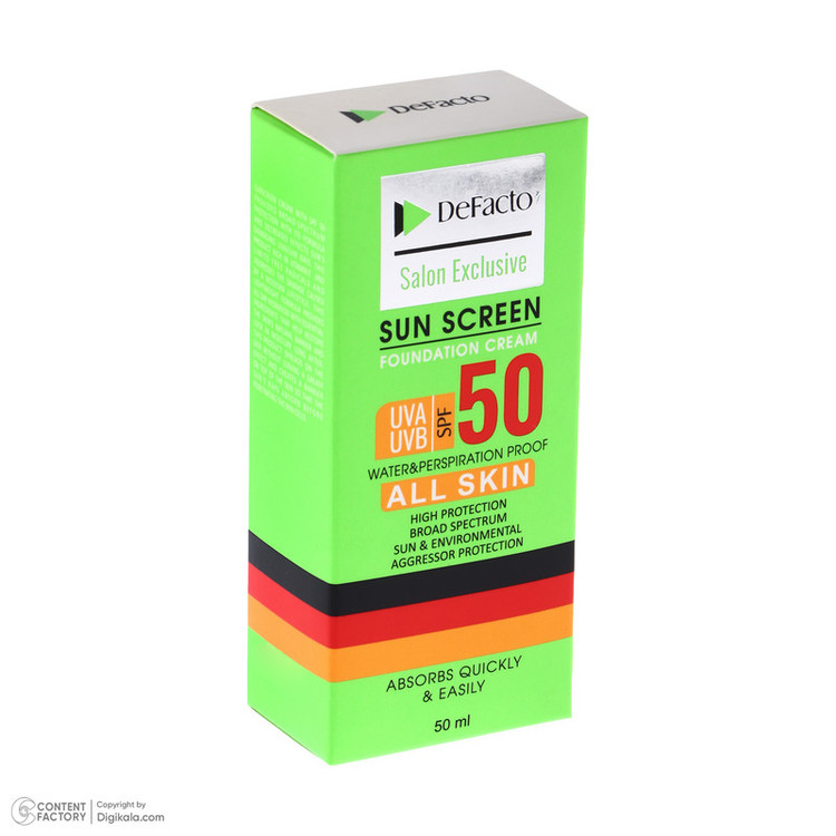 کرم ضد آفتاب رنگی دیفکتو SPF 50 مدل 03 مناسب برای انواع پوست حجم 50 میلیلیتر