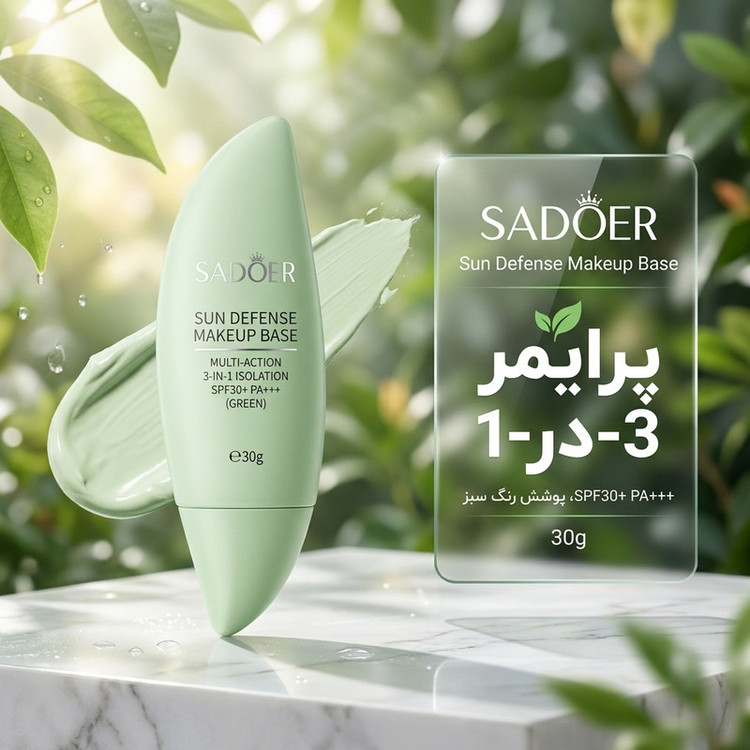 کرم ضد آفتاب صورت سادور مدل بیس میکاپ محافظ +++UVB/UVA/P مناسب انواع پوست حجم ۳۰ میلی لیتر