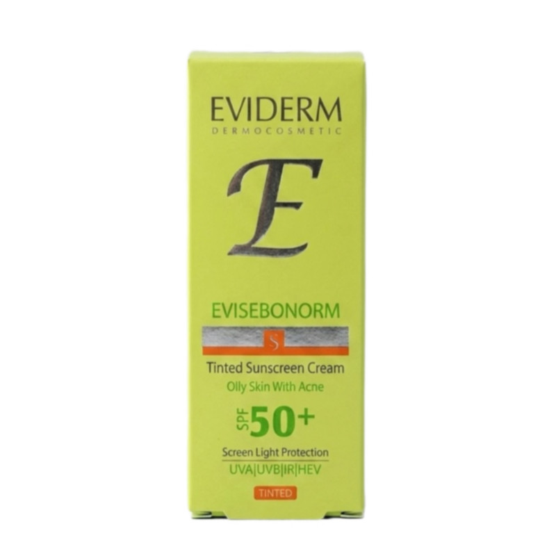 کرم ضد آفتاب رنگی اویدرم SPF 50 مدل Evisebonorm محافظ UVA ,UVB و PA+++, مناسب پوست برای چرب حجم ۴۰ میلی لیتر