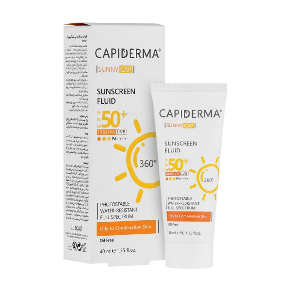 کرم ضد آفتاب بدون رنگ کپیدرما SPF 50 مدل CAP مناسب پوستهای مختلط تا چرب حجم 40 میلیلیتر