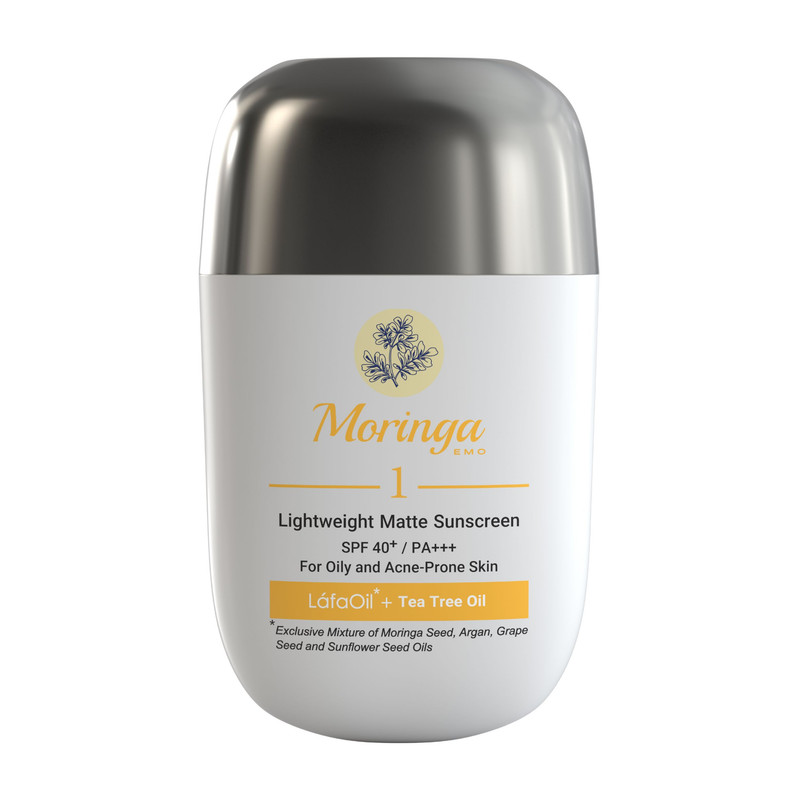 کرم ضد آفتاب بی رنگ مورینگا امو مدل Tea Tree حجم 30 میلی‌لیتر، با SPF 40 و PA+++، مناسب پوست آکنه‌دار و چرب، ضدحساسیت، با جلوه مات و ماندگاری 2 ساعت، حاوی محافظ UVA و UVB