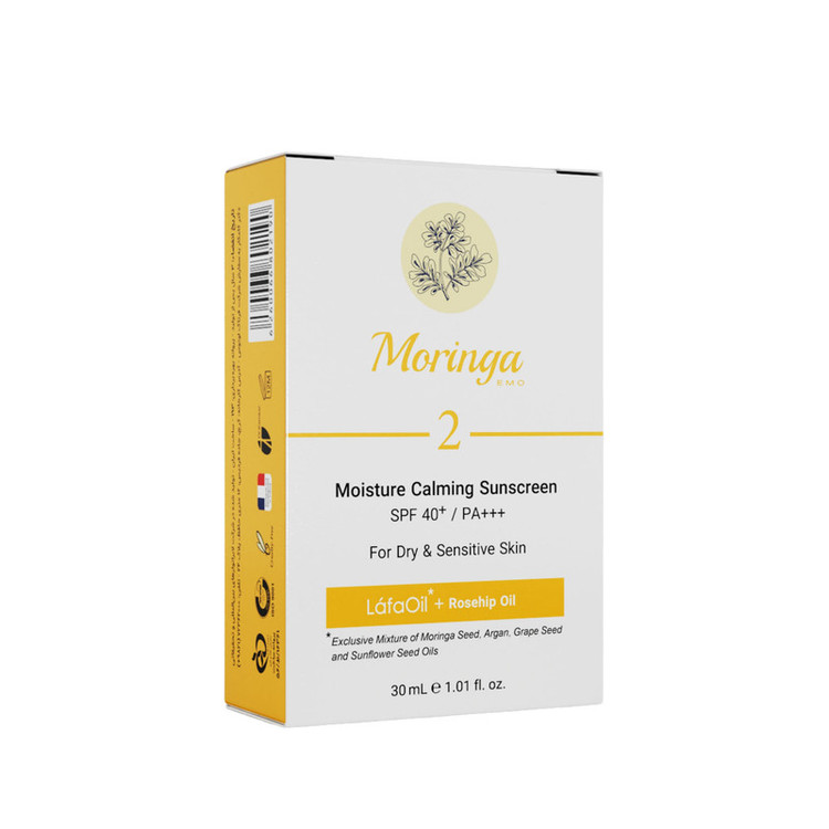 کرم ضد آفتاب بی رنگ مورینگا امو مدل ROSE HIPS حجم 30 میلیلیتر، با SPF 40 و PA+++، مناسب پوست خشک و حساس، ضدحساسیت، با جلوه مات و ماندگاری 2 ساعت، حاوی محافظ UVA و UVB