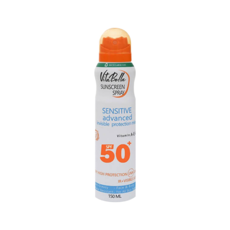 اسپری ضد آفتاب بدون رنگ ویتابلا SPF 50 مدل sun ‌مناسب انواع پوست حجم 150 میلی‌لیتر