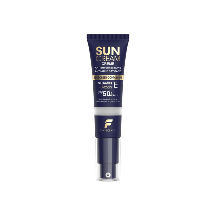 کرم ضد آفتاب بیرنگ صورت فانوما SPF 50 مدل ضدآفتاب بدون چربی و ضدجوش فانوما بی رنگ مناسب برای انواع پوست حجم 35 میلیلیتر