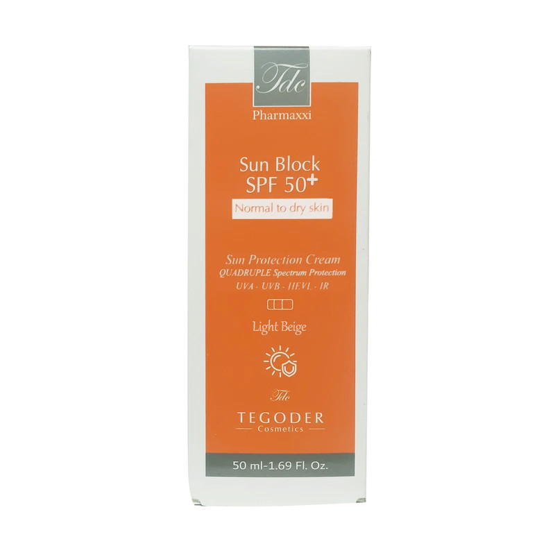 کرم ضد آفتاب رنگی صورت تگودر SPF 50 مدل LB محافظ UVA ،UVB و PA+++ مناسب برای پوست خشک و حساس حجم 50 میلیلیتر