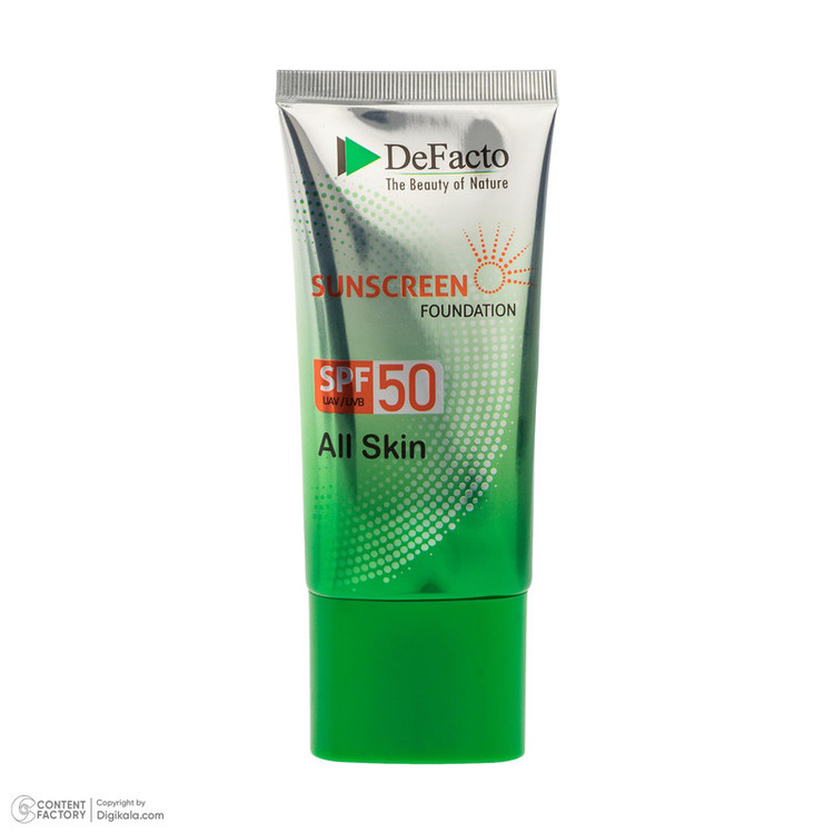 کرم ضد آفتاب رنگی صورت دیفکتو SPF 50 مدل ULB محافظ در برابر اشعه UVA،UVB مناسب برای انواع پوست حجم 50 میلیلیتر