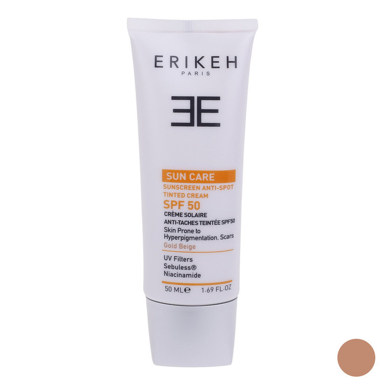 کرم ضد آفتاب رنگی اریکه SPF50 مدل Anti-Spot مناسب انواع پوست حجم 50 میلیلیتر