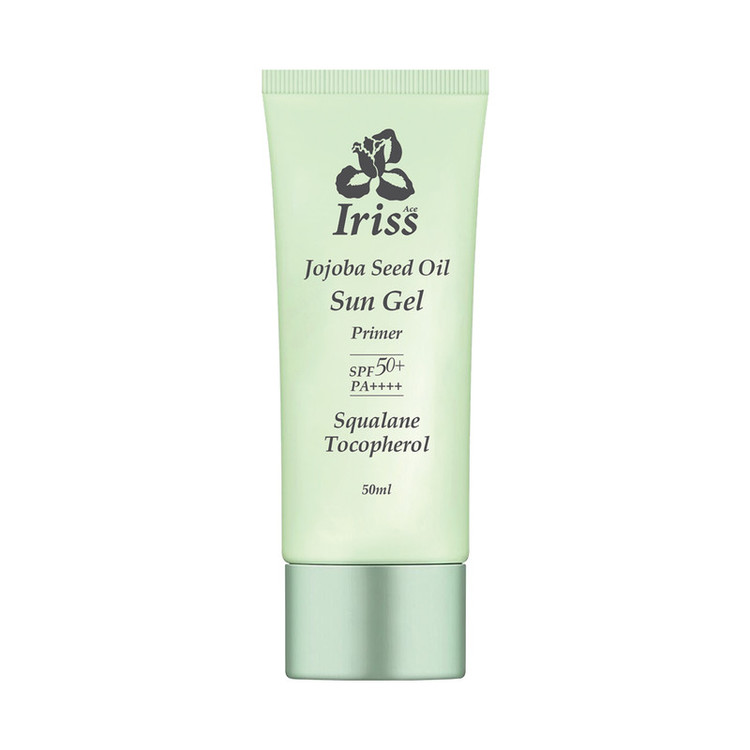 ژل ضد آفتاب بی رنگ صورت آیریس آس SPF 50 مدل JOJOBA SEED OIL محافظ UVA ،UVB و PA++++، ضد حساسیت، ضد چروک و ضد پیری، مناسب برای انواع پوست حجم 50 میلیلیتر
